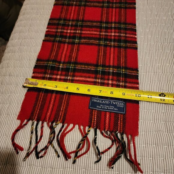 Royal Stewart Tartan Plaid 100% Merino Wool Scarf - Picture 4 of 8